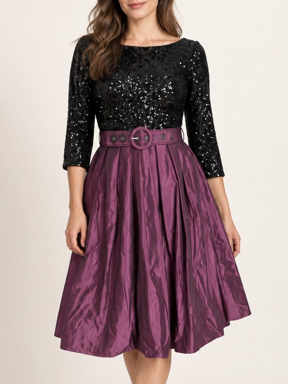 NWT Frascara Black and Purple Dress Flaw Sz. 6